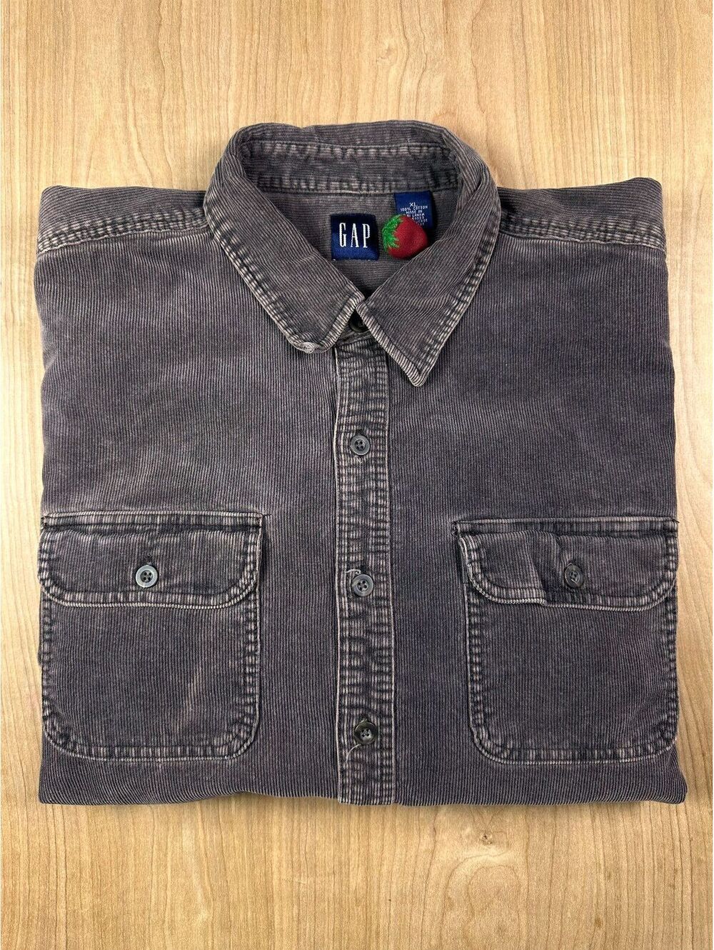Vintage 90s Gap Corduroy button up shirt xlarge brown 100% cotton workwear gorp